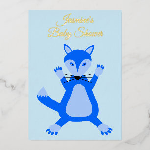 Cute Blue Baby Boy Fox Custom Baby Shower