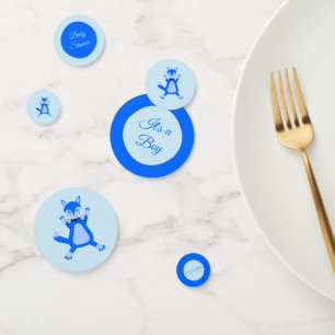 Cute Blue Baby Boy Fox Custom Baby Shower Confetti