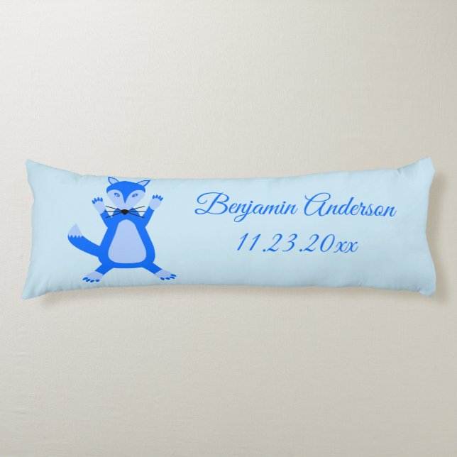 Cute Blue Baby Boy Fox Custom Body Cushion (Front)