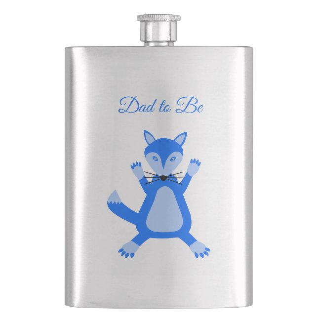 Cute Blue Baby Boy Fox Custom Dad to Be Hip Flask (Front)