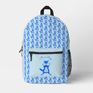 Cute Blue Baby Boy Fox Custom Gender Reveal Printed Backpack
