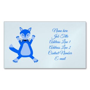 Cute Blue Baby Boy Fox Custom Magnetic Business Card