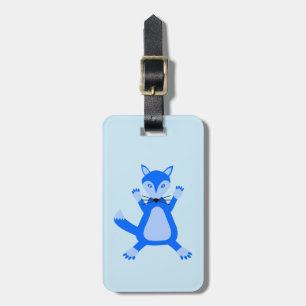 Cute Blue Baby Boy Fox Custom Name Luggage Tag