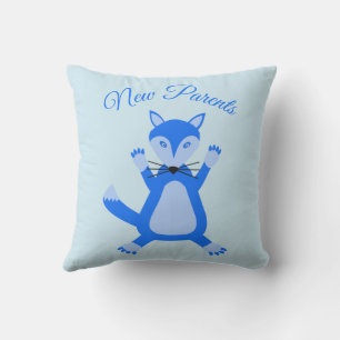 Cute Blue Baby Boy Fox Custom New Parents Cushion