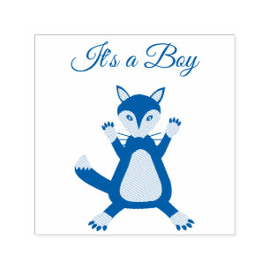 Cute Blue Baby Boy Fox Custom Self-inking Stamp