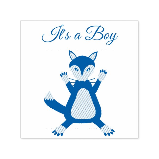 Cute Blue Baby Boy Fox Custom Self-inking Stamp (Design)
