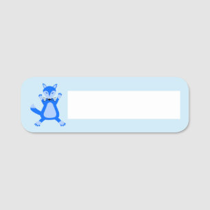 Cute Blue Baby Boy Fox Name Tag