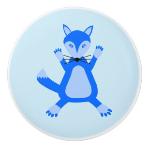 Cute Blue Baby Boy Fox Nursery Ceramic Knob