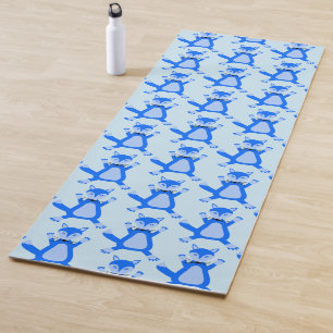 Cute Blue Baby Boy Fox Patterned Yoga Mat