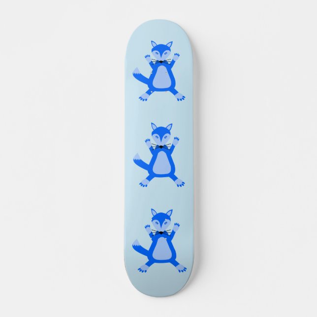 Cute Blue Baby Boy Fox Skateboard (Front)