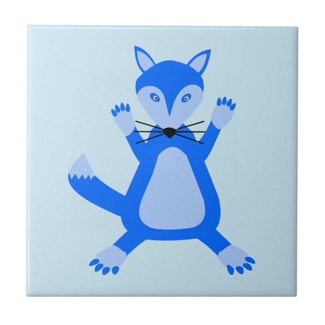 Cute Blue Baby Boy Fox Tile (Front)