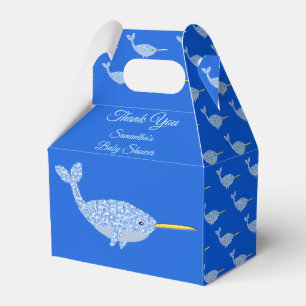 Cute Blue Baby Boy Narwhal Baby Shower Custom Favour Box
