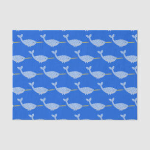Cute Blue Baby Boy Narwhal Baby Shower Patterned Tissue Paper
