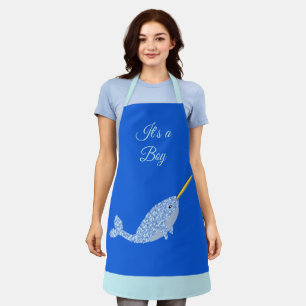 Cute Blue Baby Boy Narwhal Custom Apron