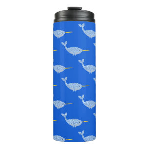 Cute Blue Baby Boy Narwhal Patterned Thermal Tumbler