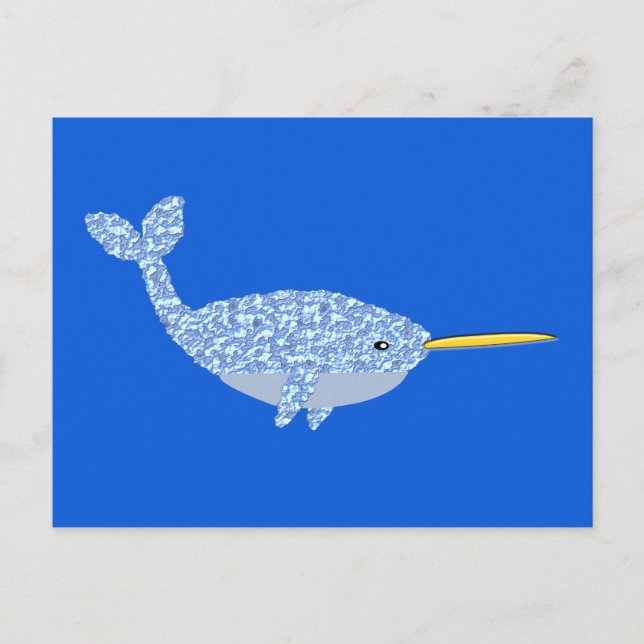 Cute Blue Baby Boy Narwhal Postcard (Front)