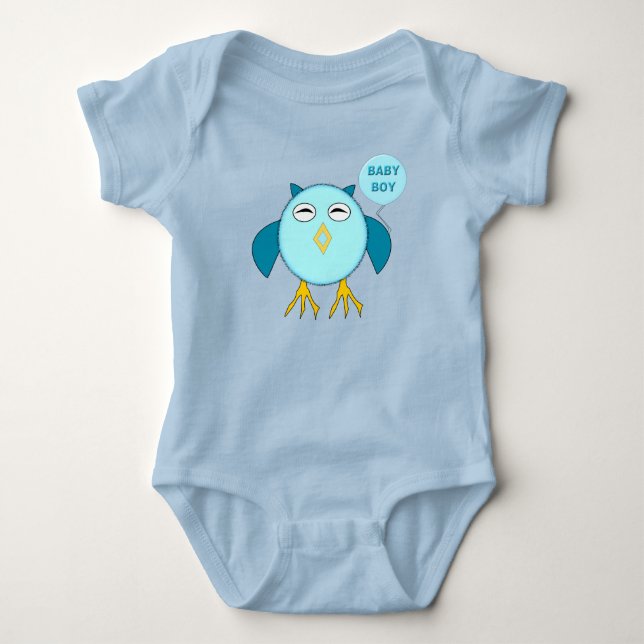 Cute Blue Baby Boy Owl Custom Creeper (Front)