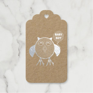 Cute Blue Baby Boy Owl Custom Gift Tags