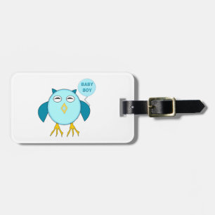 Cute Blue Baby Boy Owl Custom Luggage Tag