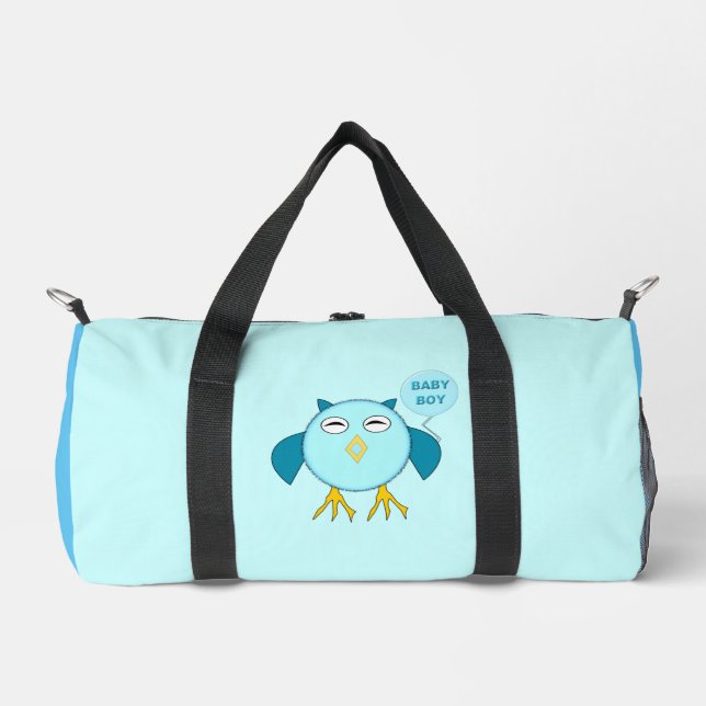 Cute Blue Baby Boy Owl Diaper Bag (Front)