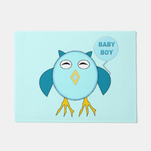 Cute Blue Baby Boy Owl Doormat