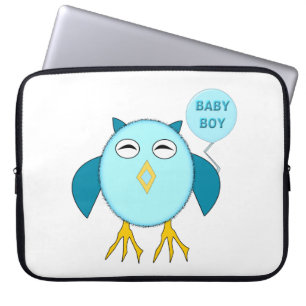 Cute Blue Baby Boy Owl Laptop Bag