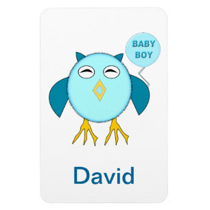 Cute Blue Baby Boy Owl Magnet