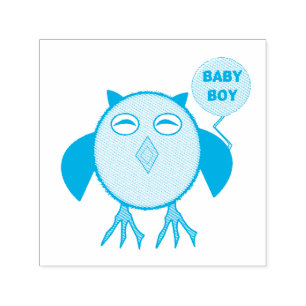 Cute Blue Baby Boy Owl Self Inking Stamp