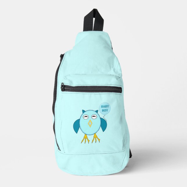 Cute Blue Baby Boy Owl Sling Bag (Front)
