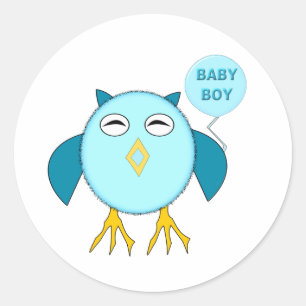 Cute Blue Baby Boy Owl Stickers