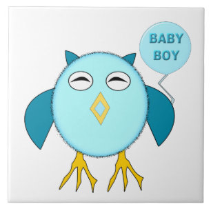 Cute Blue Baby Boy Owl Tile