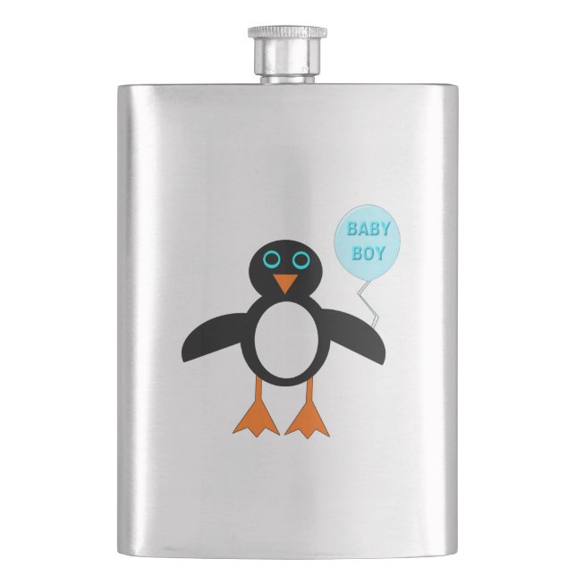 Cute Blue Baby Boy Pemguin Flasks (Front)