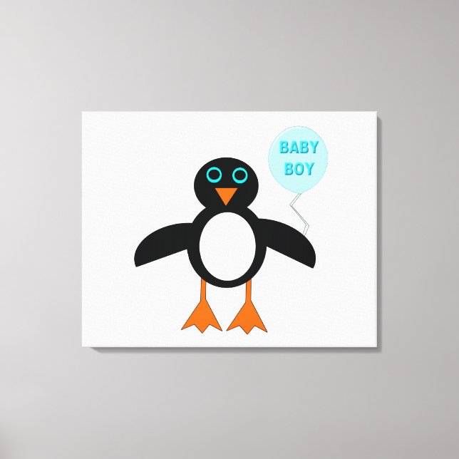 Cute Blue Baby Boy Penguin Canvas Print (Front)