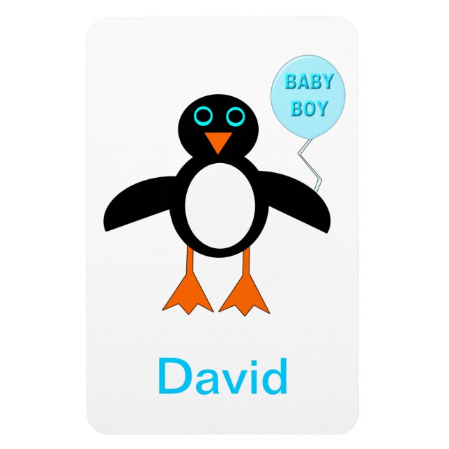 Cute Blue Baby Boy Penguin Customisable Magnet (Vertical)