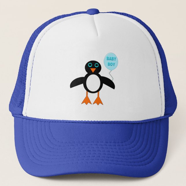 Cute Blue Baby Boy Penguin Hat (Front)