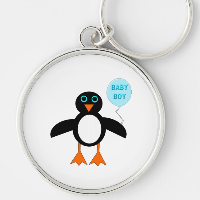 Cute Blue Baby Boy Penguin Keychain (Front)