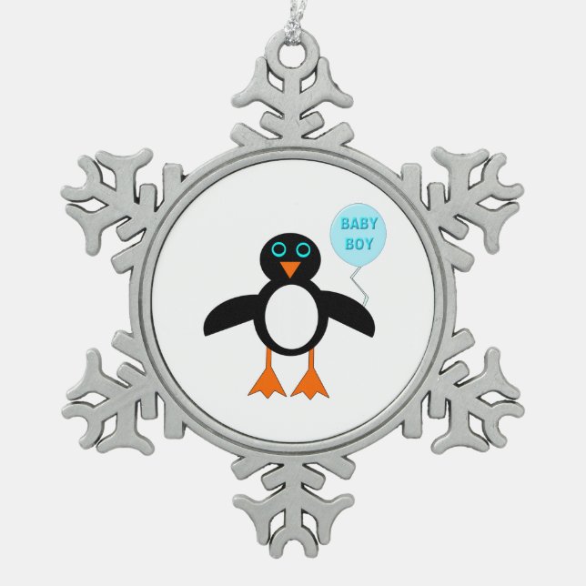 Cute Blue Baby Boy Penguin Ornament (Front)