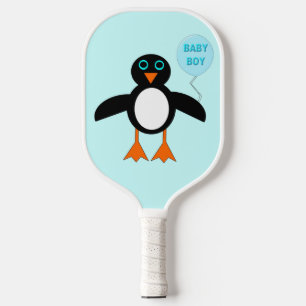 Cute Blue Baby Boy Penguin Pickleball Paddle