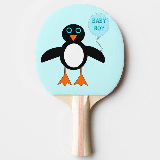 Cute Blue Baby Boy Penguin Ping Pong Paddle (Front)