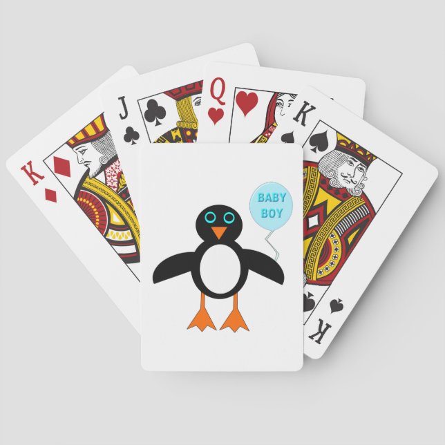 Cute Blue Baby Boy Penguin Playing cards (Back)