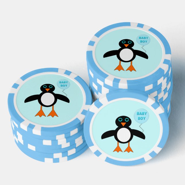 Cute Blue Baby Boy Penguin Poker Chips (Stack)