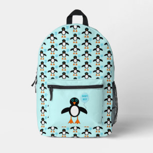 Cute Blue Baby Boy Penguin Printed Backpack