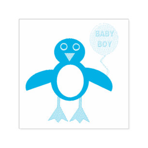 Cute Blue Baby Boy Penguin Self Inking Stamp