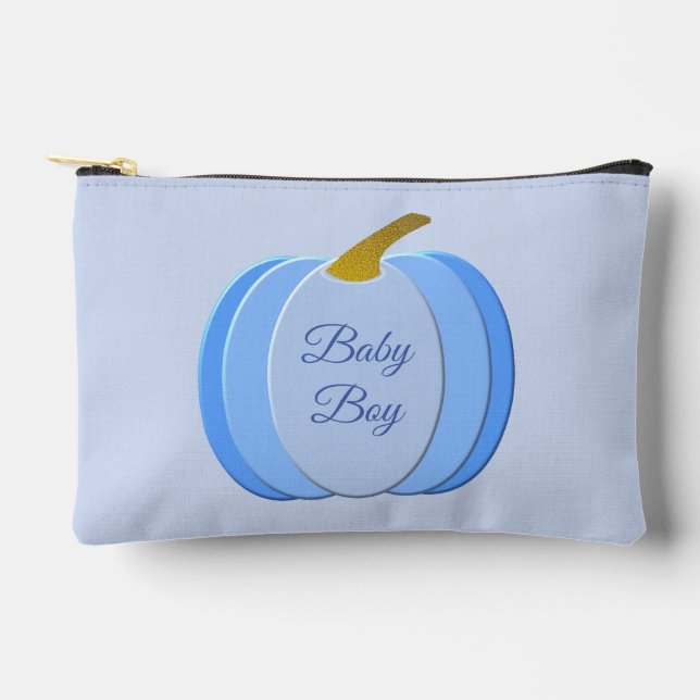 Cute Blue Baby Boy Pumpkin Custom Accessory Pouch (Front)