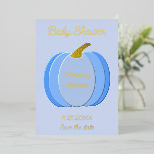 Cute Blue Baby Boy Pumpkin Custom Baby Shower