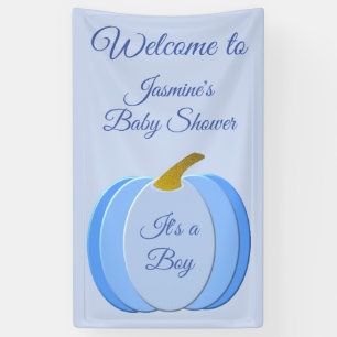 Cute Blue Baby Boy Pumpkin Custom Baby Shower Banner