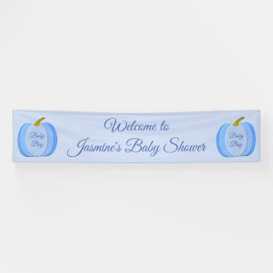Cute Blue Baby Boy Pumpkin Custom Baby Shower Banner