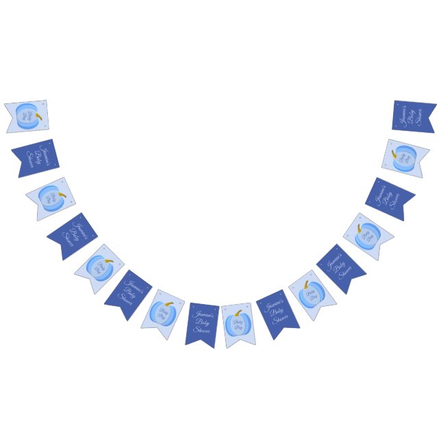 Cute Blue Baby Boy Pumpkin Custom Baby Shower Bunting (All)