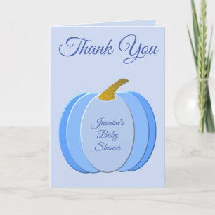 Cute Blue Baby Boy Pumpkin Custom Baby Shower Card