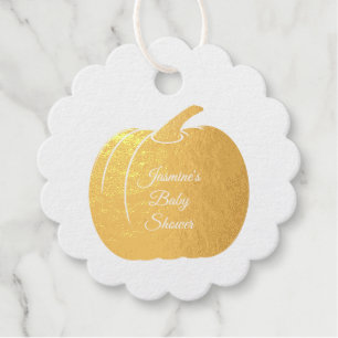 Cute Blue Baby Boy Pumpkin Custom Baby Shower Favour Tags